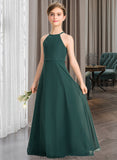 Serenity A-Line Scoop Neck Floor-Length Chiffon Junior Bridesmaid Dress STKP0013442