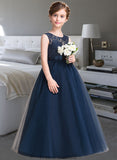 Olympia Ball-Gown/PrincessScoopNeckFloor-LengthTulleJuniorBridesmaidDressWithSash#126265 STKP0013449