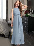 Mary A-Line Scoop Neck Floor-Length Chiffon Junior Bridesmaid Dress With Cascading Ruffles STKP0013450