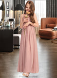 Lilianna A-Line Scoop Neck Floor-Length Chiffon Junior Bridesmaid Dress With Ruffle STKP0013451