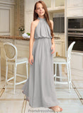 Annalise A-Line High Neck Floor-Length Chiffon Junior Bridesmaid Dress With Ruffle STKP0013452