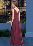 Charity A-Line Cowl Neck Asymmetrical Chiffon Junior Bridesmaid Dress With Bow(s) STKP0013454