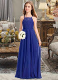 Shelby A-Line Square Neckline Floor-Length Chiffon Lace Junior Bridesmaid Dress STKP0013457