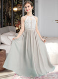 Jenny A-Line Scoop Neck Floor-Length Chiffon Junior Bridesmaid Dress STKP0013463