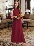 Rowan A-Line Scoop Neck Floor-Length Chiffon Junior Bridesmaid Dress With Ruffles STKP0013465