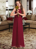 Rowan A-Line Scoop Neck Floor-Length Chiffon Junior Bridesmaid Dress With Ruffles STKP0013465