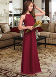 Rowan A-Line Scoop Neck Floor-Length Chiffon Junior Bridesmaid Dress With Ruffles STKP0013465