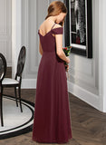 Kaylin A-Line Off-the-Shoulder Floor-Length Chiffon Junior Bridesmaid Dress With Ruffle STKP0013467