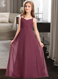 Sanai A-Line Sweetheart Floor-Length Chiffon Junior Bridesmaid Dress With Ruffle STKP0013470