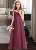 Sanai A-Line Sweetheart Floor-Length Chiffon Junior Bridesmaid Dress With Ruffle STKP0013470