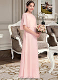 Erika A-Line Scoop Neck Floor-Length Chiffon Junior Bridesmaid Dress STKP0013472