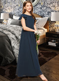 Janessa A-LineScoopNeckFloor-LengthChiffonJuniorBridesmaidDress#253684 STKP0013478