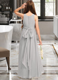 Anabelle A-Line Scoop Neck Floor-Length Chiffon Junior Bridesmaid Dress With Ruffle Bow(s) STKP0013483