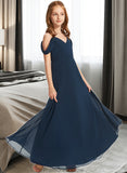 Elsa A-Line Off-the-Shoulder Floor-Length Chiffon Junior Bridesmaid Dress STKP0013485