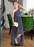 Juliana A-Line One-Shoulder Asymmetrical Chiffon Junior Bridesmaid Dress With Ruffle STKP0013489