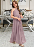 Jazlyn A-Line Scoop Neck Floor-Length Chiffon Junior Bridesmaid Dress With Cascading Ruffles STKP0013492