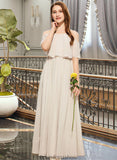 Jessie A-Line Scoop Neck Floor-Length Chiffon Junior Bridesmaid Dress STKP0013503