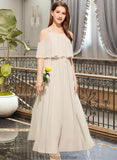 Jessie A-Line Scoop Neck Floor-Length Chiffon Junior Bridesmaid Dress STKP0013503