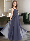 Natalie A-Line Sweetheart Floor-Length Chiffon Junior Bridesmaid Dress With Ruffle STKP0013504