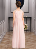 Alivia A-Line Scoop Neck Floor-Length Chiffon Junior Bridesmaid Dress With Beading Sequins STKP0013507