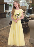 Anabelle A-LineScoopNeckFloor-LengthChiffonJuniorBridesmaidDressWithRuffleCascadingRuffles#123850 STKP0013508