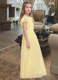 Anabelle A-LineScoopNeckFloor-LengthChiffonJuniorBridesmaidDressWithRuffleCascadingRuffles#123850 STKP0013508