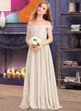 Jean A-Line Off-the-Shoulder Floor-Length Chiffon Lace Junior Bridesmaid Dress STKP0013514