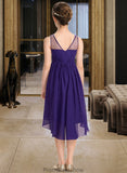 Maliyah A-Line Scoop Neck Asymmetrical Chiffon Junior Bridesmaid Dress With Ruffle STKP0013515