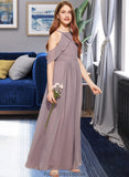 Adelaide A-Line Scoop Neck Floor-Length Chiffon Junior Bridesmaid Dress With Ruffle STKP0013521