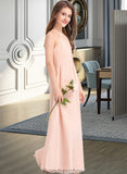 Maeve A-Line Scoop Neck Floor-Length Chiffon Junior Bridesmaid Dress With Ruffle STKP0013528