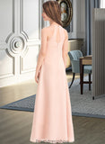 Maeve A-Line Scoop Neck Floor-Length Chiffon Junior Bridesmaid Dress With Ruffle STKP0013528