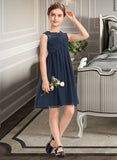 Iliana Empire Scoop Neck Knee-Length Chiffon Lace Junior Bridesmaid Dress With Ruffle Beading Sequins STKP0013532