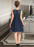 Iliana Empire Scoop Neck Knee-Length Chiffon Lace Junior Bridesmaid Dress With Ruffle Beading Sequins STKP0013532