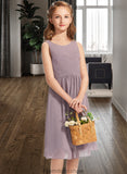 Pam A-Line Scoop Neck Knee-Length Chiffon Junior Bridesmaid Dress With Ruffle STKP0013537