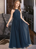 Eileen A-LineScoopNeckFloor-LengthChiffonLaceJuniorBridesmaidDress#234030 STKP0013538