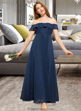 Chaya A-Line Off-the-Shoulder Floor-Length Chiffon Junior Bridesmaid Dress STKP0013551