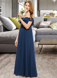 Chaya A-Line Off-the-Shoulder Floor-Length Chiffon Junior Bridesmaid Dress STKP0013551