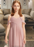 Janiyah A-Line Off-the-Shoulder Floor-Length Chiffon Junior Bridesmaid Dress With Cascading Ruffles STKP0013553