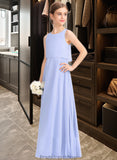 Adrienne A-Line Scoop Neck Floor-Length Chiffon Junior Bridesmaid Dress STKP0013558