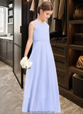 Adrienne A-Line Scoop Neck Floor-Length Chiffon Junior Bridesmaid Dress STKP0013558