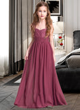 Charity A-Line Sweetheart Floor-Length Chiffon Junior Bridesmaid Dress With Ruffle STKP0013568