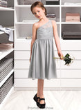 Madelynn A-Line One-Shoulder Knee-Length Chiffon Lace Junior Bridesmaid Dress STKP0013571