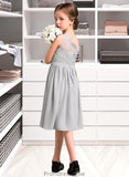 Madelynn A-Line One-Shoulder Knee-Length Chiffon Lace Junior Bridesmaid Dress STKP0013571