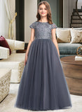 Selena Ball-Gown/Princess Scoop Neck Floor-Length Tulle Lace Junior Bridesmaid Dress STKP0013578