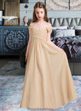 Aimee A-Line Off-the-Shoulder Floor-Length Chiffon Junior Bridesmaid Dress With Ruffle STKP0013595