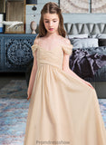 Aimee A-Line Off-the-Shoulder Floor-Length Chiffon Junior Bridesmaid Dress With Ruffle STKP0013595