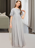 Helen A-LineScoopNeckFloor-LengthChiffonLaceJuniorBridesmaidDress#253700 STKP0013602