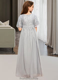 Helen A-LineScoopNeckFloor-LengthChiffonLaceJuniorBridesmaidDress#253700 STKP0013602