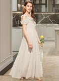 Macy A-Line V-neck Floor-Length Chiffon Junior Bridesmaid Dress With Cascading Ruffles STKP0013603