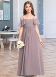 Lilliana A-Line Off-the-Shoulder Floor-Length Chiffon Junior Bridesmaid Dress With Ruffle STKP0013610